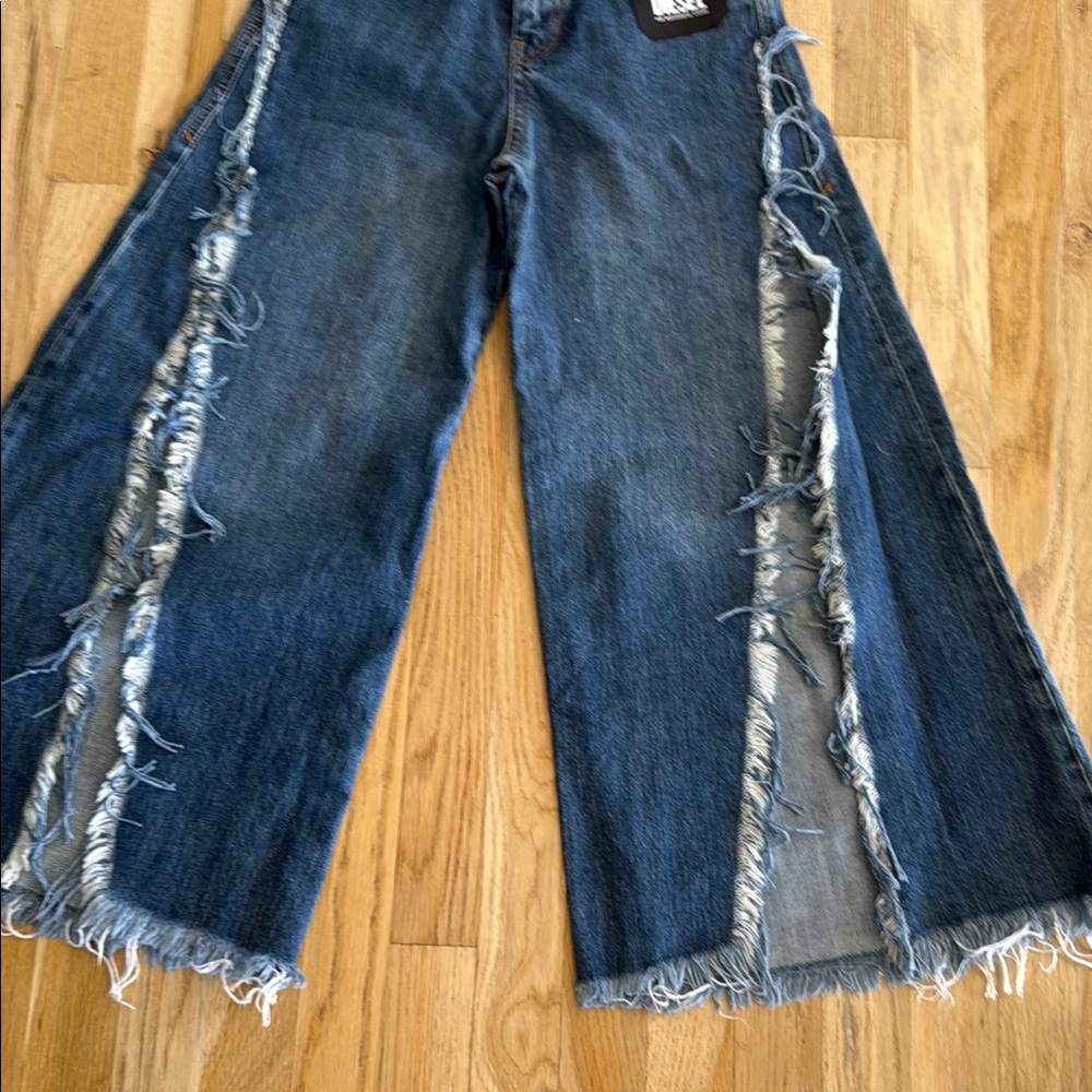 Diesel Distressed Blue Wide-Leg Jeans